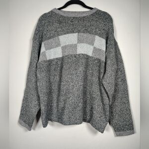 Cousin Johnny Wool Blend Gray Checkered Crewneck Sweater Men's Size Large